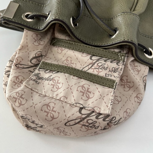 Guess 1981 Drawstring Bucket Bag in Olive Green - Picture 12 of 12